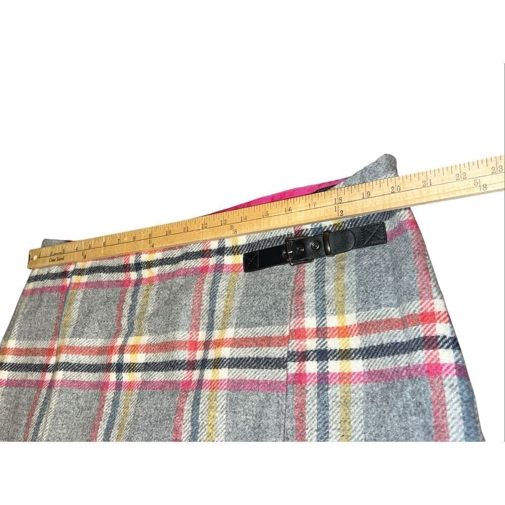Boden 16L Skirt Wool A-Line Wrap Effect Leather Buckle Multicolored mini skirt - Picture 4 of 7